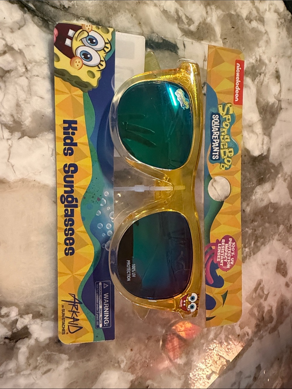 SpongeBob SquarePants Yellow Kids Sunglasses with Blue-Green Mirrored Lenses